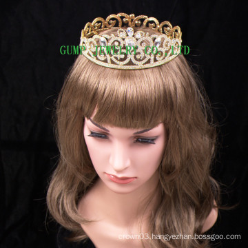 2016 New Design Crystal Tiara Gold Plated Rhinestone Crown